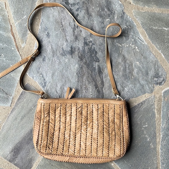 Anthropologie Woven Leather Clutch Tan - Picture 2 of 6
